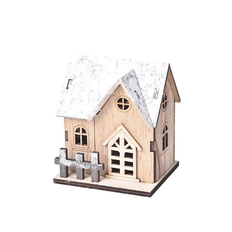 Enchanting LED Wooden Chalet - Festive Christmas Tabletop Decoration