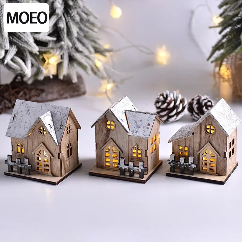 Enchanting LED Wooden Chalet - Festive Christmas Tabletop Decoration