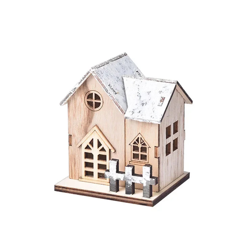 Enchanting LED Wooden Chalet - Festive Christmas Tabletop Decoration