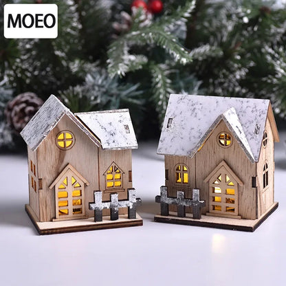 Enchanting LED Wooden Chalet - Festive Christmas Tabletop Decoration
