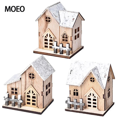 Enchanting LED Wooden Chalet - Festive Christmas Tabletop Decoration