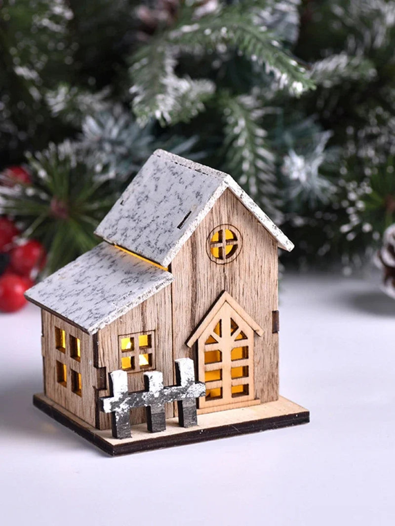 Enchanting LED Wooden Chalet - Festive Christmas Tabletop Decoration